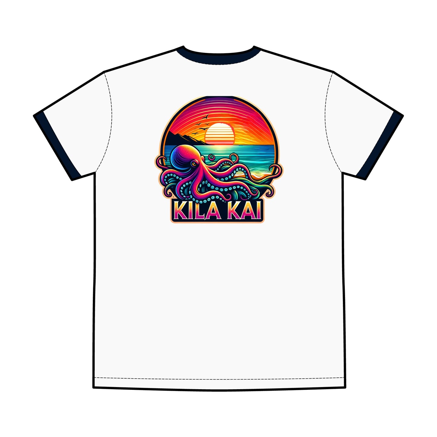Octopus Sunset Graphic Shirt, Ringer T