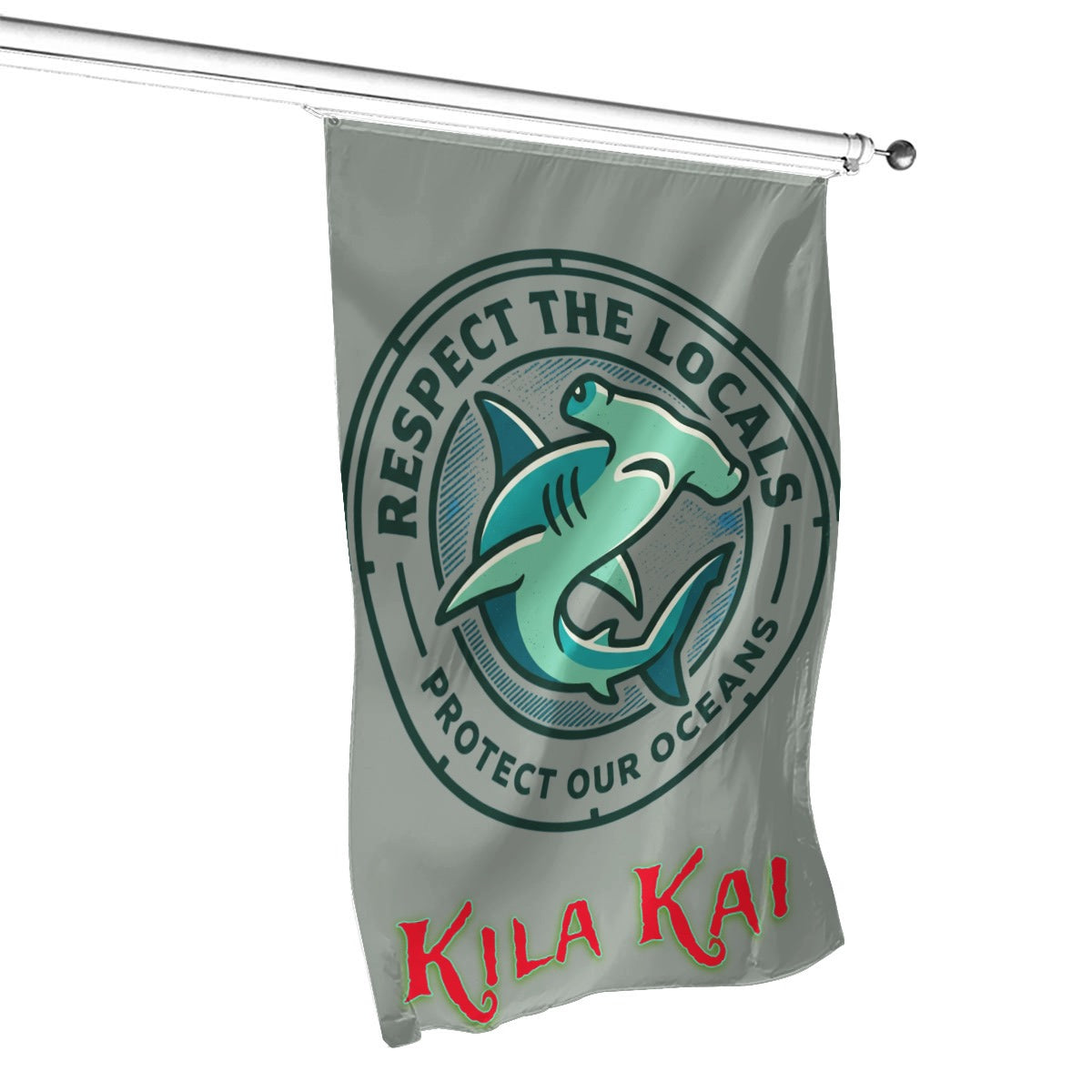 Protect our Oceans Grey Vertical Flag