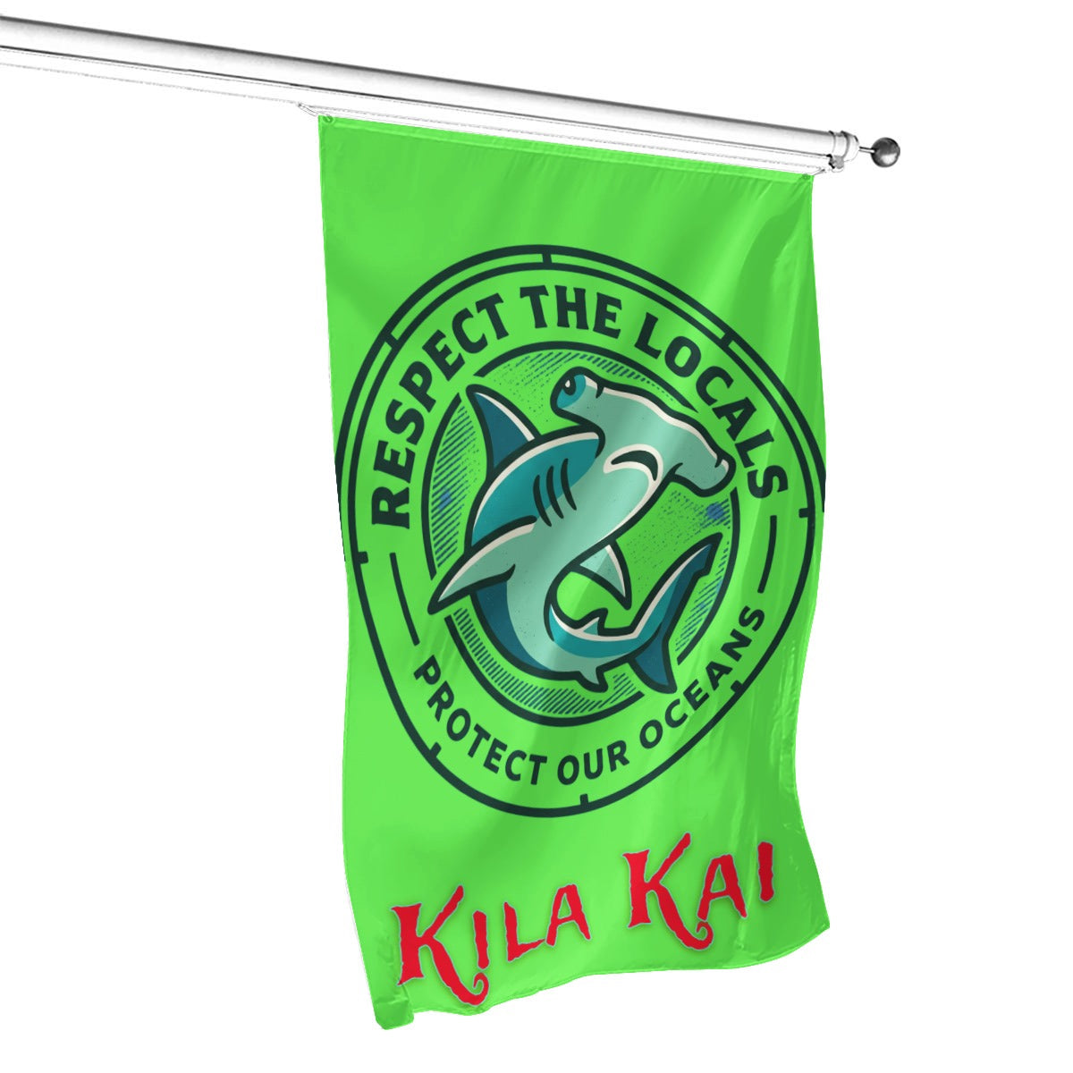Protect our Oceans- Vertical Green Flag