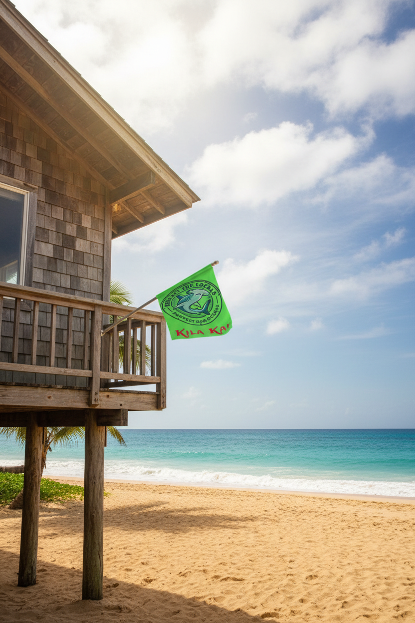 Protect our Oceans- Vertical Green Flag